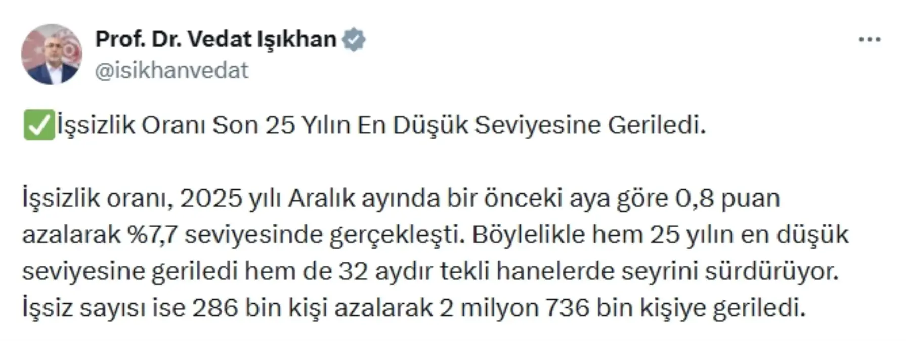 İşsizlik Oranı 25 Yılın En Düşüğünde