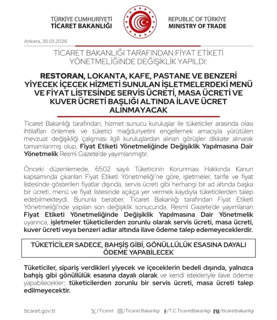 Bartın’da Masa Ücreti Alınmayacak