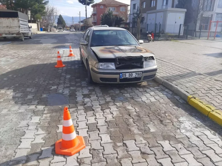 Dodurga’da Park Halindeki Araçta Yangın