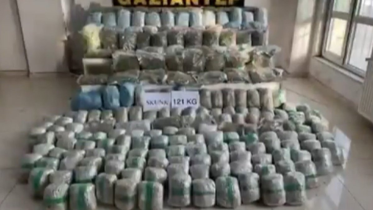 Gaziantep’te tırdan 121 kilo skunk çıktı