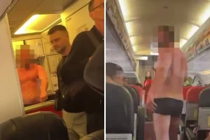 Havada korku dolu anlar: Yolcu soyunup uçaktan atlamaya kalkıştı