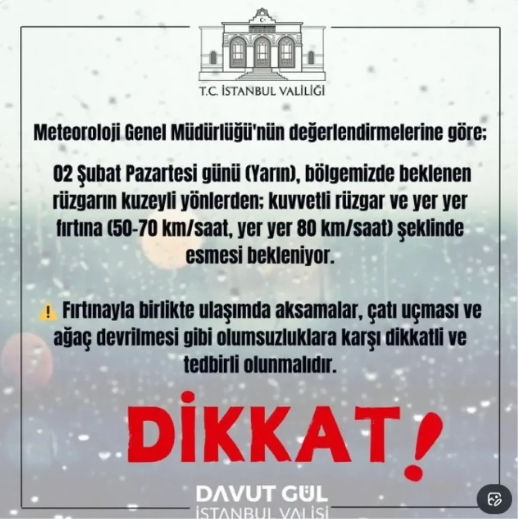 İstanbul’da Fırtına Uyarısı