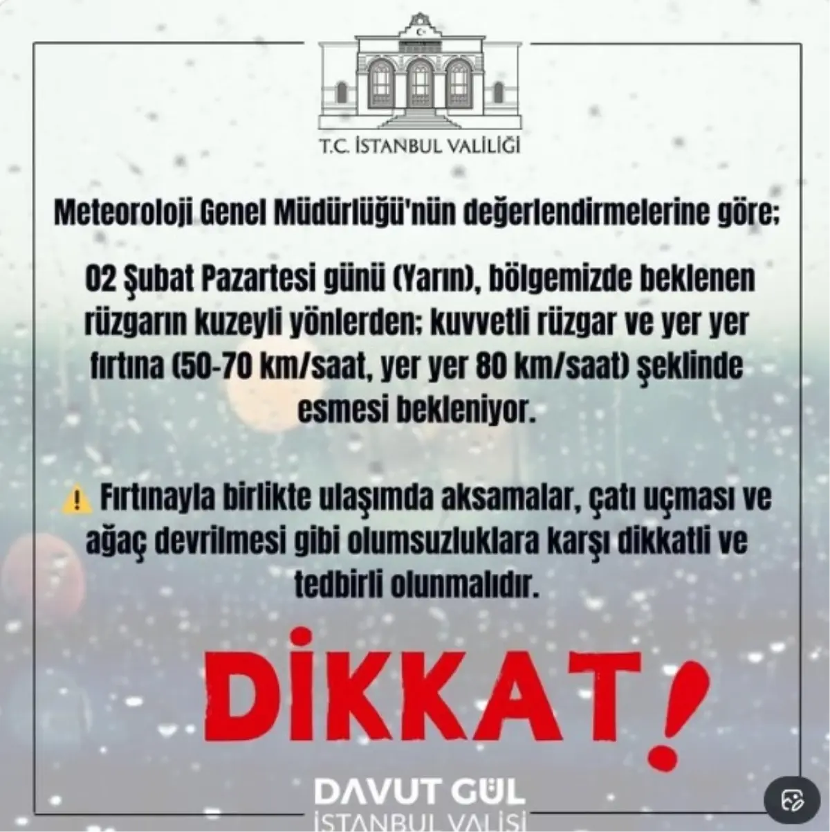 İstanbul’da Fırtına Uyarısı