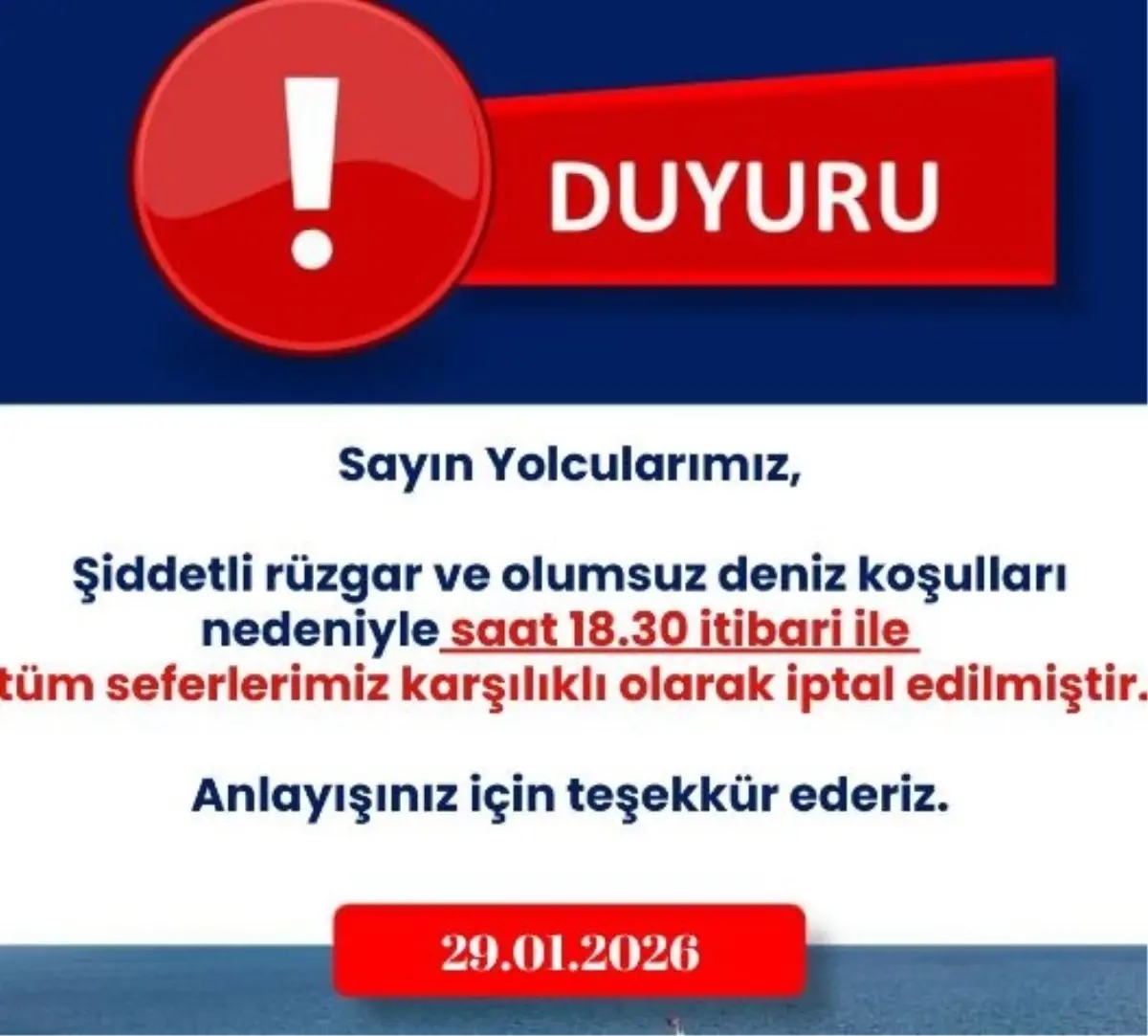 İZDENİZ Tüm Seferleri İptal Etti