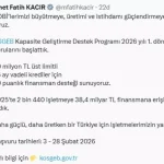 KOSGEB 2026 Destek Programı Başvuruları Başladı