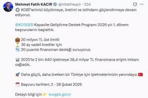 KOSGEB 2026 Destek Programı Başvuruları Başladı