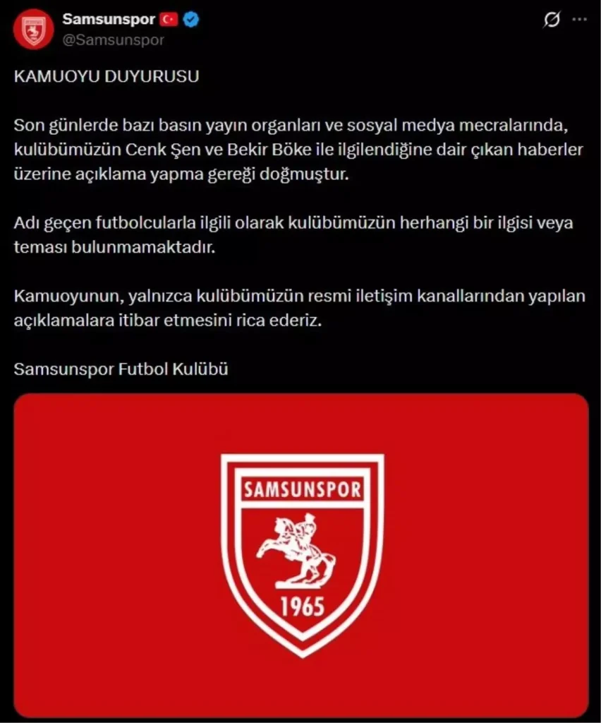 Samsunspor Transfer İddialarını Yalanladı