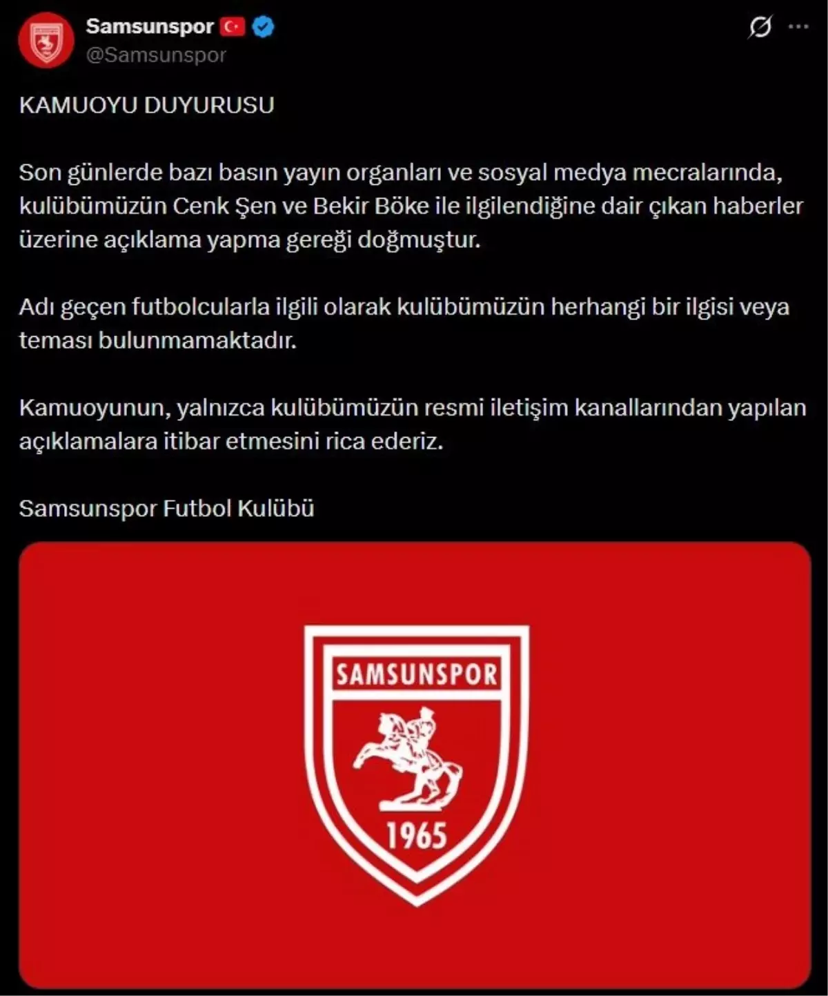 Samsunspor Transfer İddialarını Yalanladı