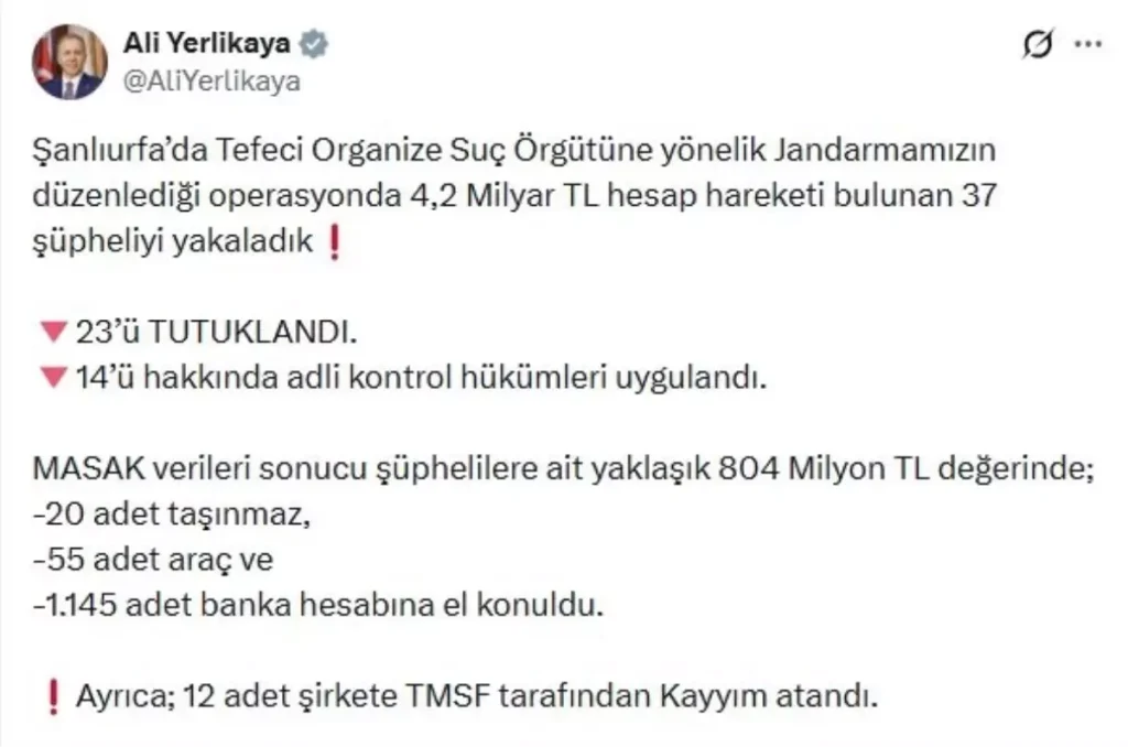 Şanlıurfa’da Tefeci Çeteye Büyük Darbe