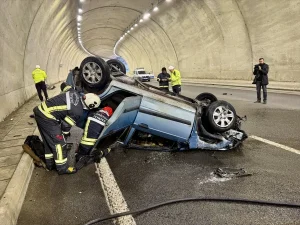Tünelde Yangın: Sürücü Yaralandı