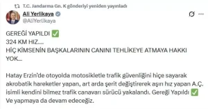 324 km hızla giden sürücüye ceza