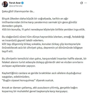 Acar’dan Özel’e Tepki