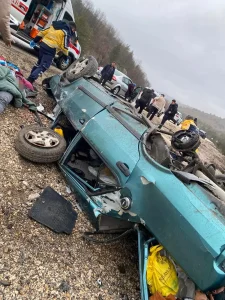 Bolu’da Takla Atan Araçta 4 Yaralı