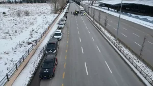 Erzurum’da Polis Ekipleri Soğukta Görevde