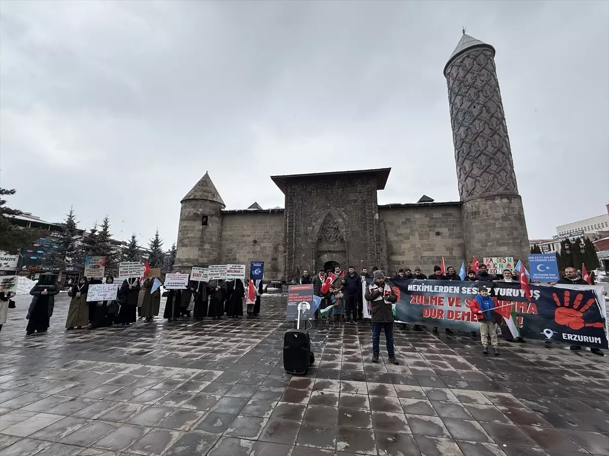 Erzurum’da Sağlık Çalışanlarından Gazze Protestosu