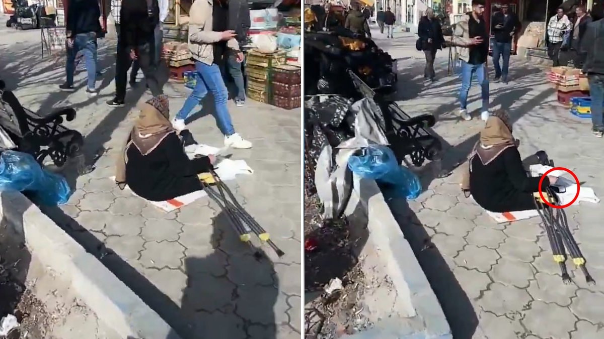 Görenleri hayrete düşüren olay: POS cihazlı dilenci