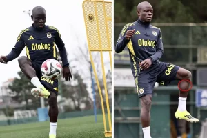 Kante Fenerbahçe’de ilk antrenmanına çıktı! Her gören bacağındaki detaya takıldı