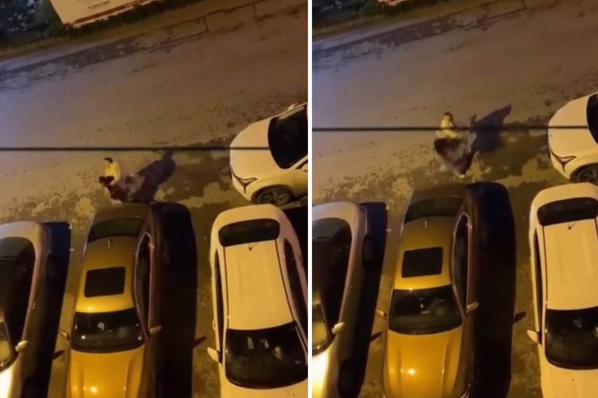 Genç kadını sokak ortasında defalarca yumrukladı